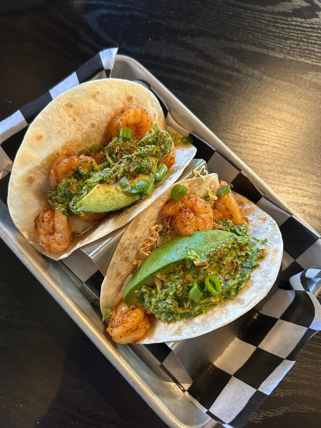 Blackened Shrimp Chimichurri Tacos.