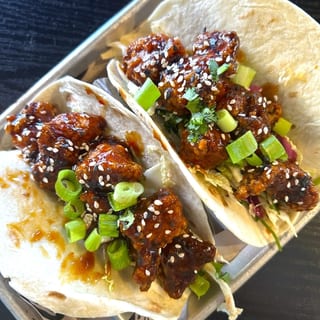 Korean BBQ Fried Chicken Tacos