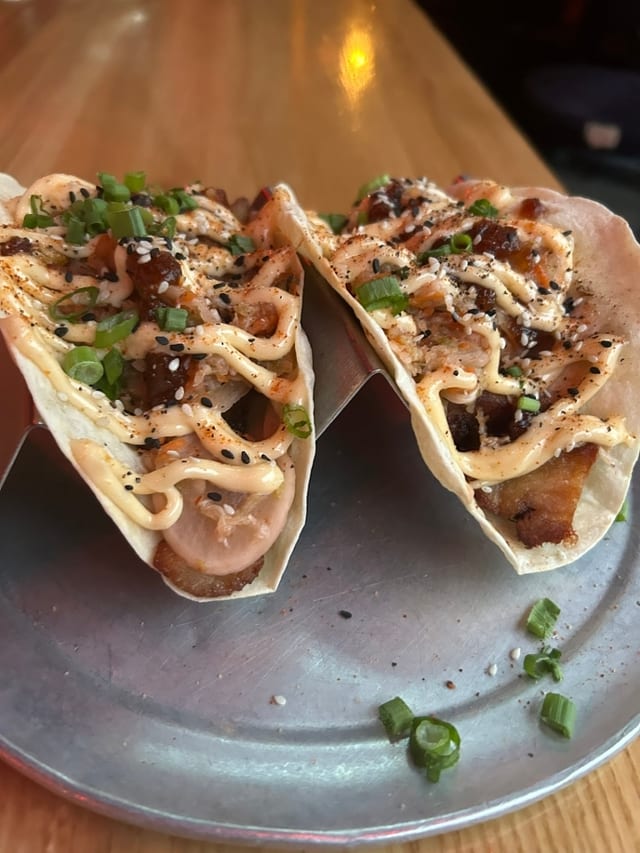 Korean BBQ Pork Belly Tacos.